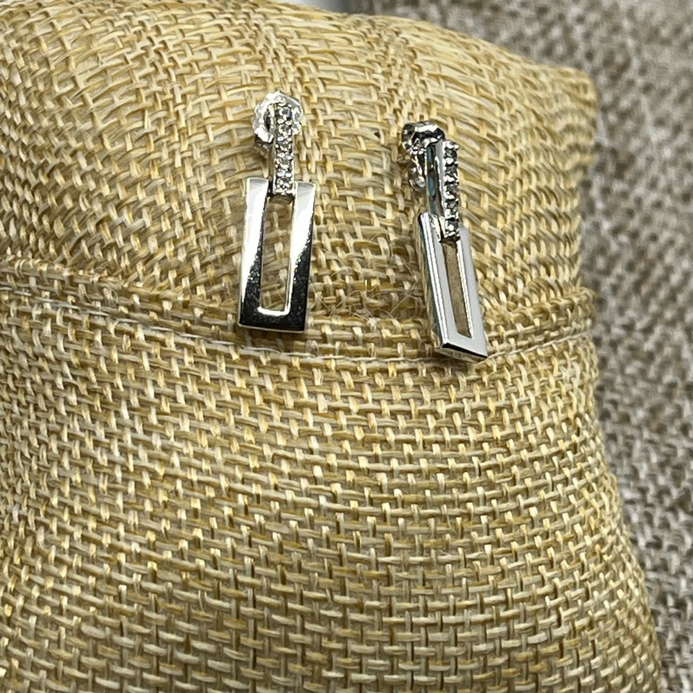 Vintage Epiphany Diamonique Platinum-Clad Sterling Silver Earrings - Picture 3 of 10